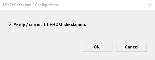 The MD1/MG1 Configure dialog